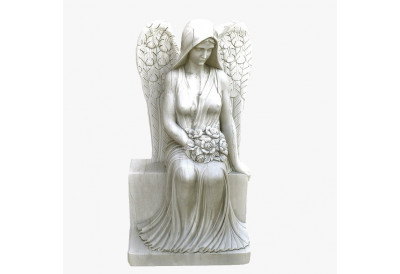 Купить Скульптура из мрамора S_13 Ангел на постаменте с цветами